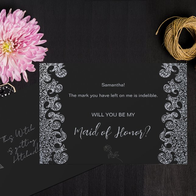 Gothic Black Will You Be My Maid of Honour Proposa Card (Creator Uploaded)