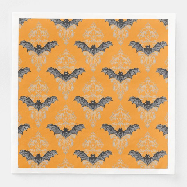 Gothic black yellow bats pattern napkin (Front)