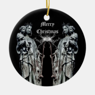 Gothic blessed mother and child Christmas Ceramic Tree Decoration