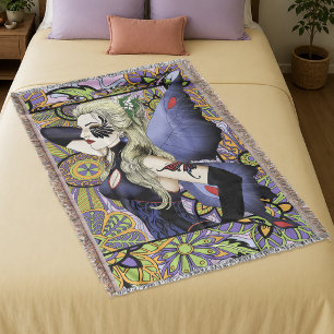 Gothic Blonde Fairy Art Nouveau Fantasy Elegance Throw Blanket