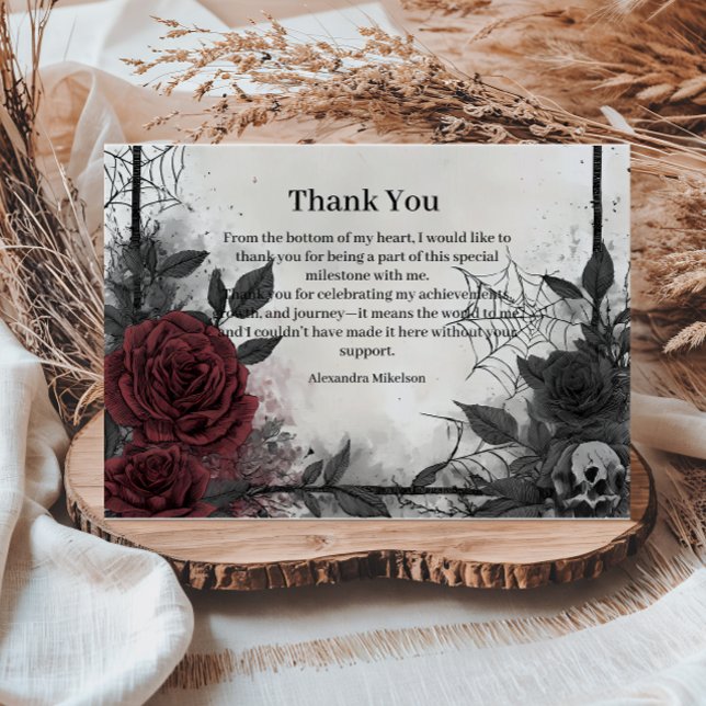 Gothic Blood Roses Birthday Thank You Card (Creator Uploaded)