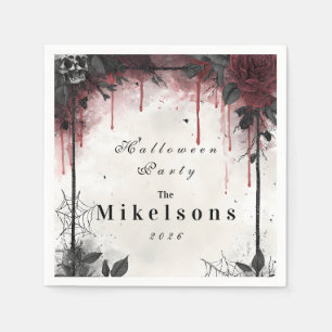 Gothic Blood Roses Halloween Party Napkin