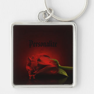 Gothic Bloody Red Rose Personalised Key Chain