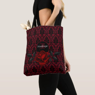 Gothic Bloody Rose Monogram Tote Bag