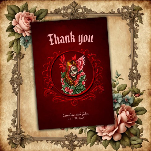 Gothic Blossom, the angel of roses. Thank You Card (Creator Uploaded)
