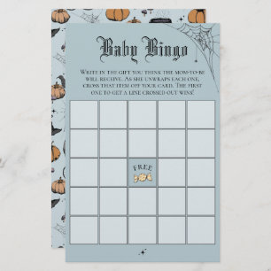 Gothic Blue Baby Bingo Baby Shower Game