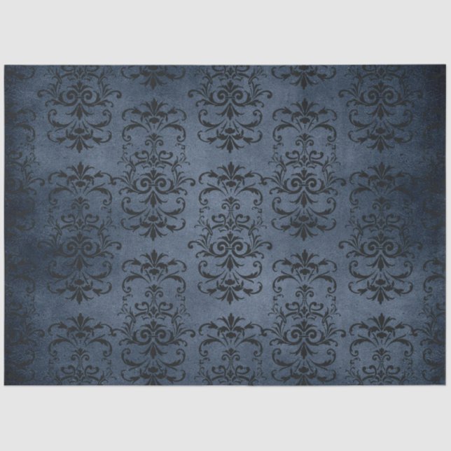 Gothic Blue Damask Series Design 11 Tissue Paper (Front)