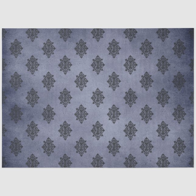 Gothic Blue Damask Series Design 12 Tissue Paper (Front)