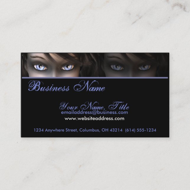 Gothic Blue Eyes D1 - Goth/Fantasy Business Cards (Front)