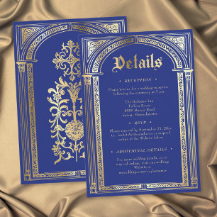 Gothic Blue Gold Mediaeval Until Death Wedding Enclosure Card