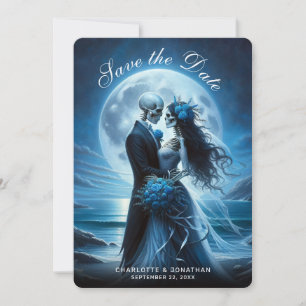 Gothic Blue Skeleton Couple Wedding Save the Date