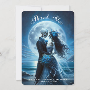 Gothic Blue Skeleton Couple Wedding Thank You