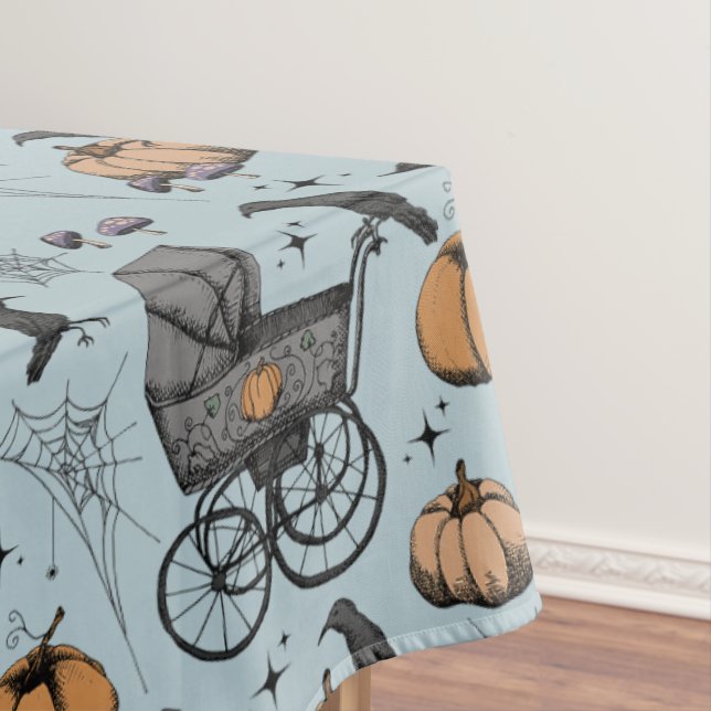 Gothic Blue Victorian Baby Carriage Tablecloth (In Situ)