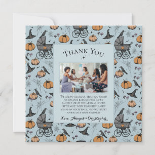 Gothic Blue Victorian Baby Carriage Thank You Card