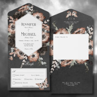 Gothic Boho Moth Black & Brown Floral Dinner