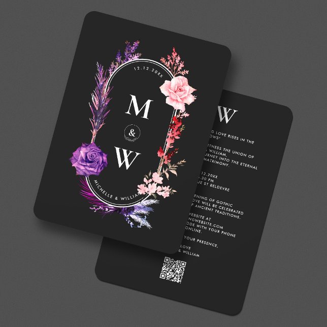 Gothic Boho Wedding Purple Pink Floral Elegant Invitation (Gothic Boho Wedding Purple Pink Floral Elegant Invitation
)