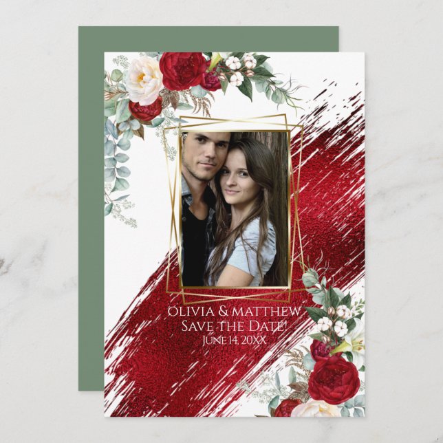 Gothic Bold Crimson Paint Stroke Invitation (Front/Back)