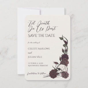 Gothic Bone and Burgundy Til Death Save the Date