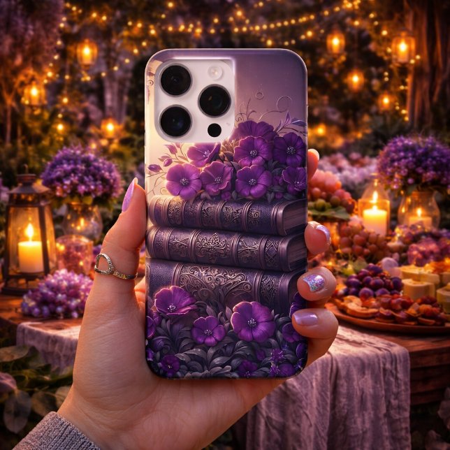 Gothic Book Purple Floral iPhone Case (Creator Uploaded)