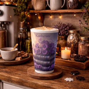 Gothic Book Purple Floral Latte Mug