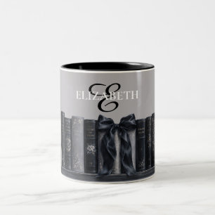 Gothic Books Bow Bookish Book Lover Personalised Two-Tone Coffee Mug
