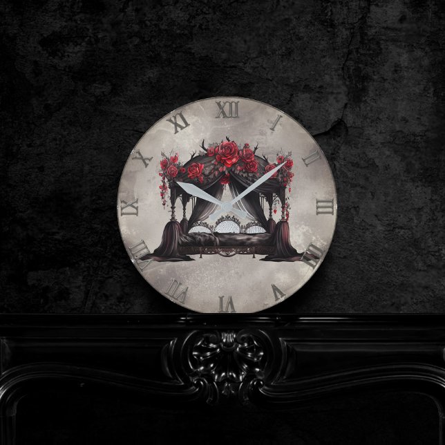 Gothic Boudoir | Antique Scarf Canopy Poster Bed Round Clock (Creator Uploaded)