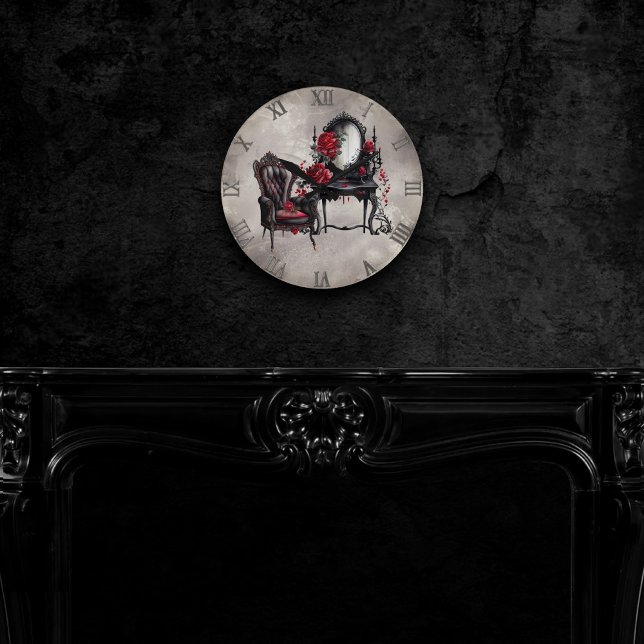 Gothic Boudoir | Antique Vanity with Parlour Chair Round Clock (Creator Uploaded)