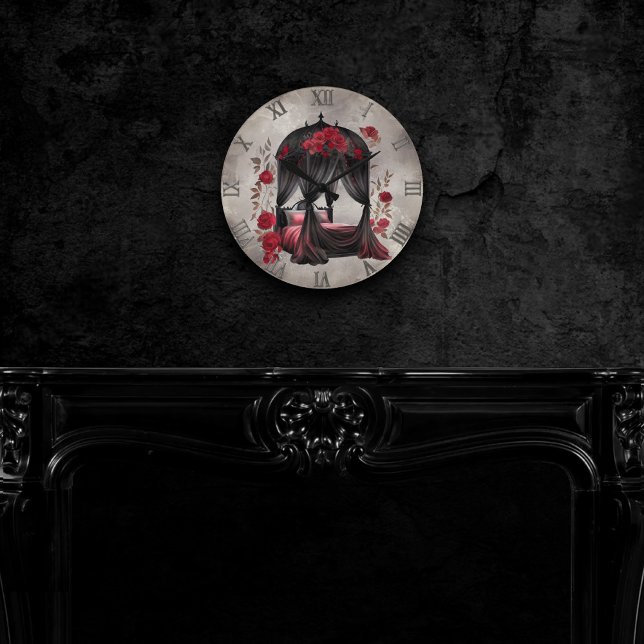 Gothic Boudoir | Victorian Canopy Scarf Poster Bed Round Clock (Creator Uploaded)