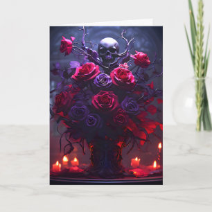 Gothic Bouquet with Skull and Candles Birthday Card