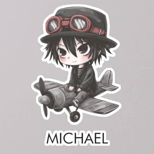 Gothic Boy Pilot flies Aeroplane Personalised Anim (Creator Uploaded)