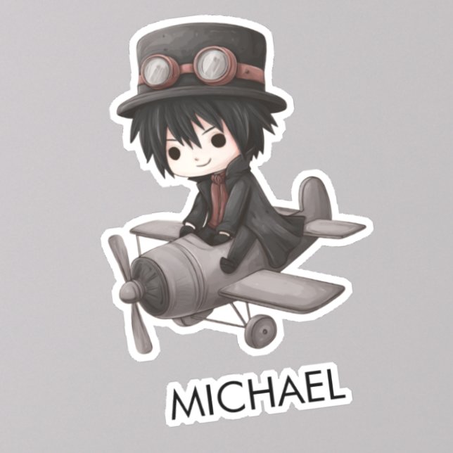 Gothic Boy Pilot flies Aeroplane Personalised Anim (Creator Uploaded)