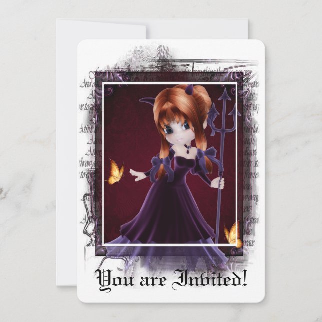 Gothic Bridal Shower Invitation Little Devil 5 (Front)