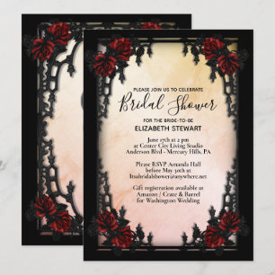 Gothic Bridal Shower Peach w Register Info Invitation