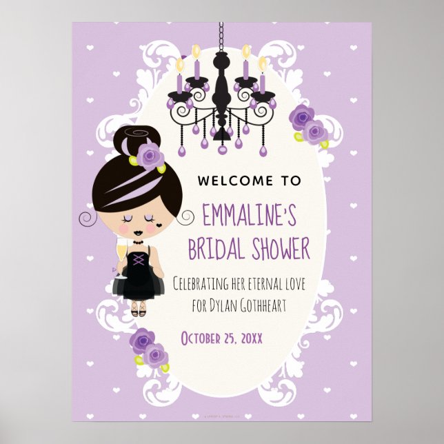 Gothic Bridal Wedding Shower Welcome Sign (Front)