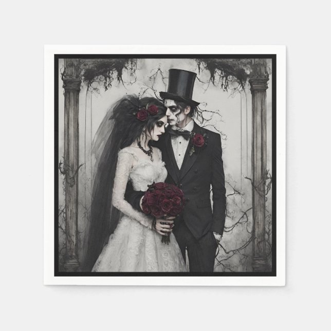 Gothic Bride and Groom Napkin (Front)