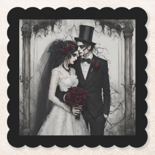 Gothic Bride and Groom Paper Coaster