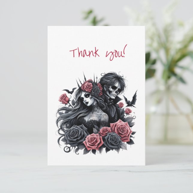 Gothic Bride and Groom Thank You Card (Standing Front)