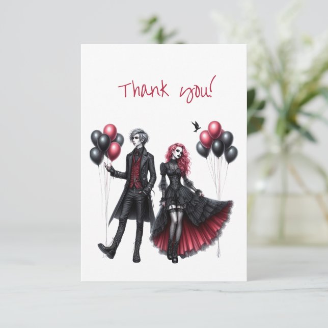 Gothic Bride and Groom Thank You Card (Standing Front)