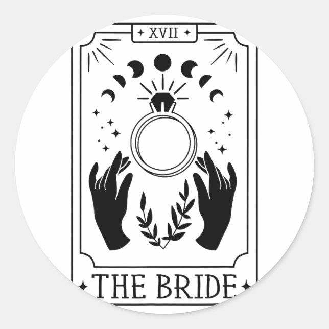 Gothic Bride Bridesmaid Tarot Bridal Party Bachelo Classic Round Sticker (Front)