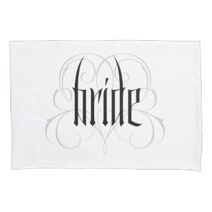 Gothic Bride Calligraphy Lettering Goth Lacy Heart Pillowcase