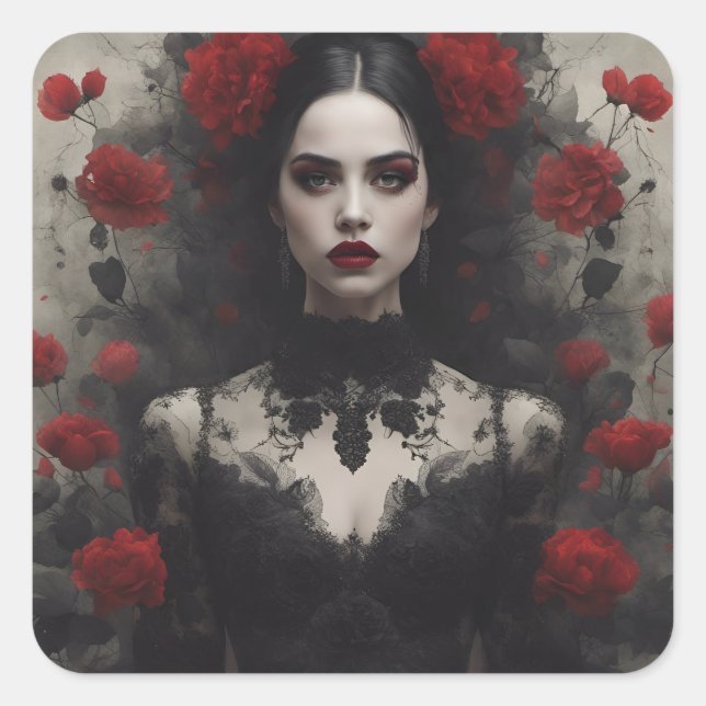 Gothic Bride Square Sticker (Front)