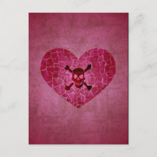Gothic Broken Heart Skull Postcard