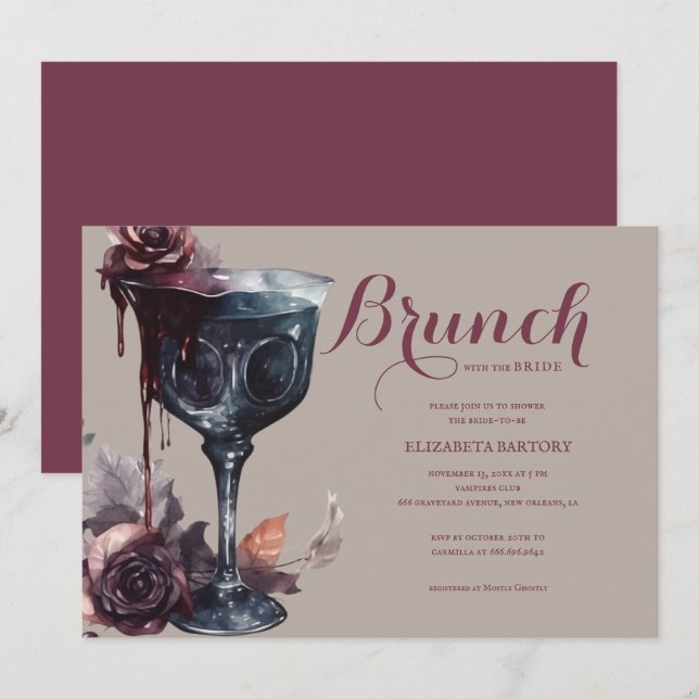 Gothic Brunch With Goblet Bridal Shower Invitation (Front/Back)