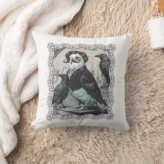 Gothic Budgie Edgar Allan Poe Inspired Parakeet Cushion (Blanket)