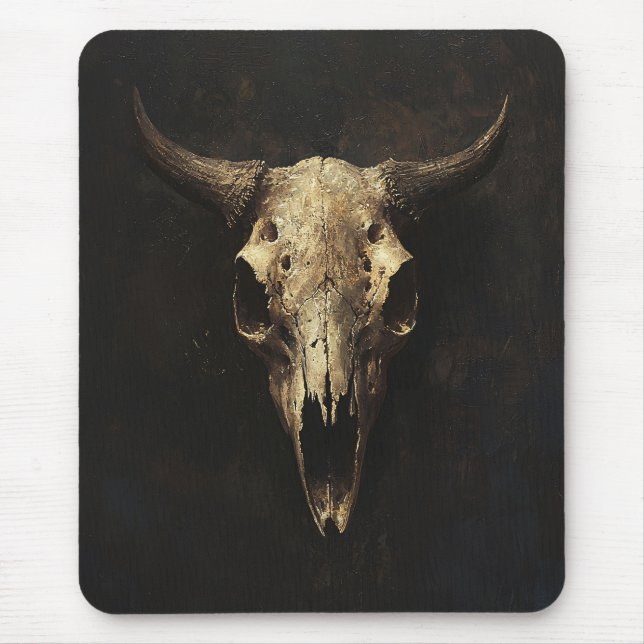 Gothic Bull Skull Decoupage Mouse Mat (Front)