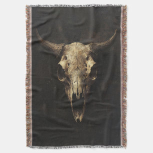 Gothic Bull Skull Throw Blanket