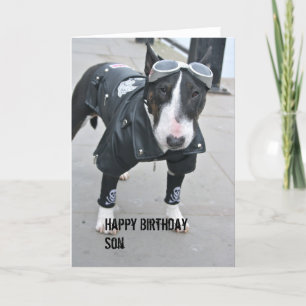 Gothic Bulldog Happy Birthday Son Card