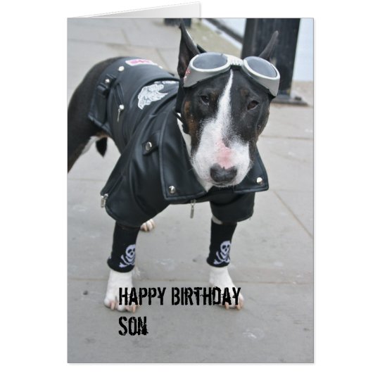Gothic Bulldog Happy Birthday Son Card