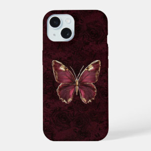 Gothic Burgundy Butterfly Dark Roses Phone Case