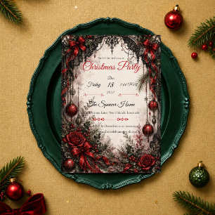 Gothic Burgundy Christmas Party Invitation